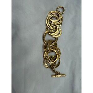 Kenneth Jay Lane KJL Hammered Gold Link Bracelet | Vintage Statement